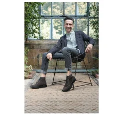Enkellaarzen GRIJS DENIM SIDE LEER