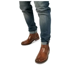 Enkellaarzen KASTANJEBRUIN DENIM SIDE