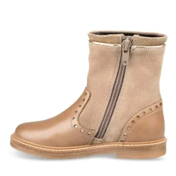 Enkellaarzen TAUPE NINI & GIRLS LEER