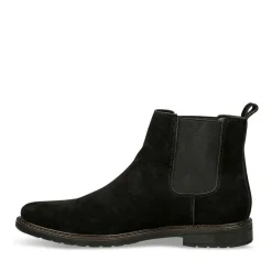 Enkellaarzen ZWART DENIM SIDE LEER