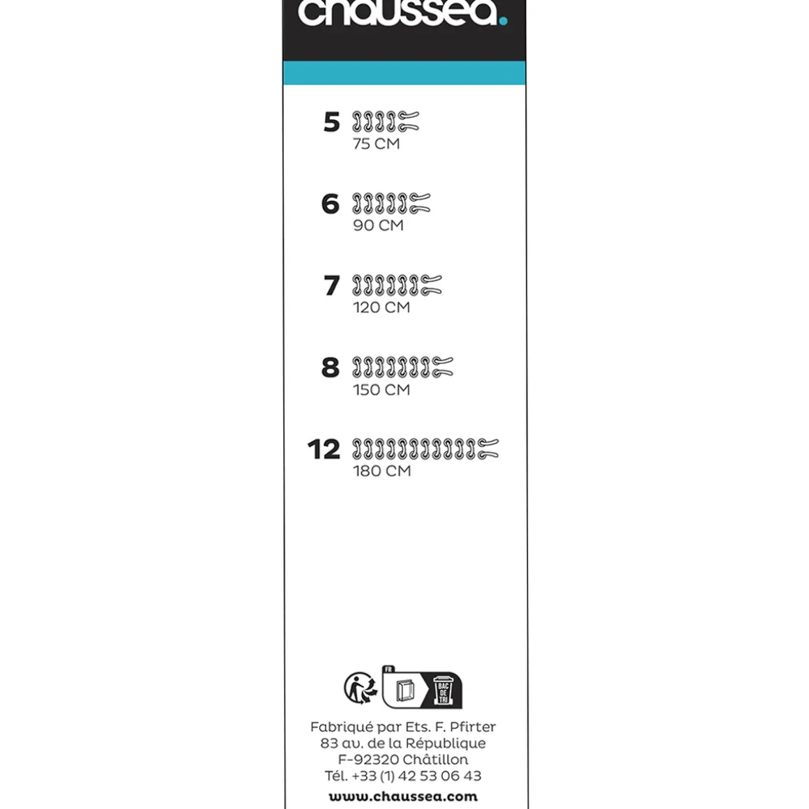 Ronde veters 90 cm zwart CHAUSSEA
