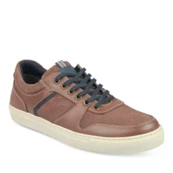 Sneakers KASTANJEBRUIN DENIM SIDE LEER