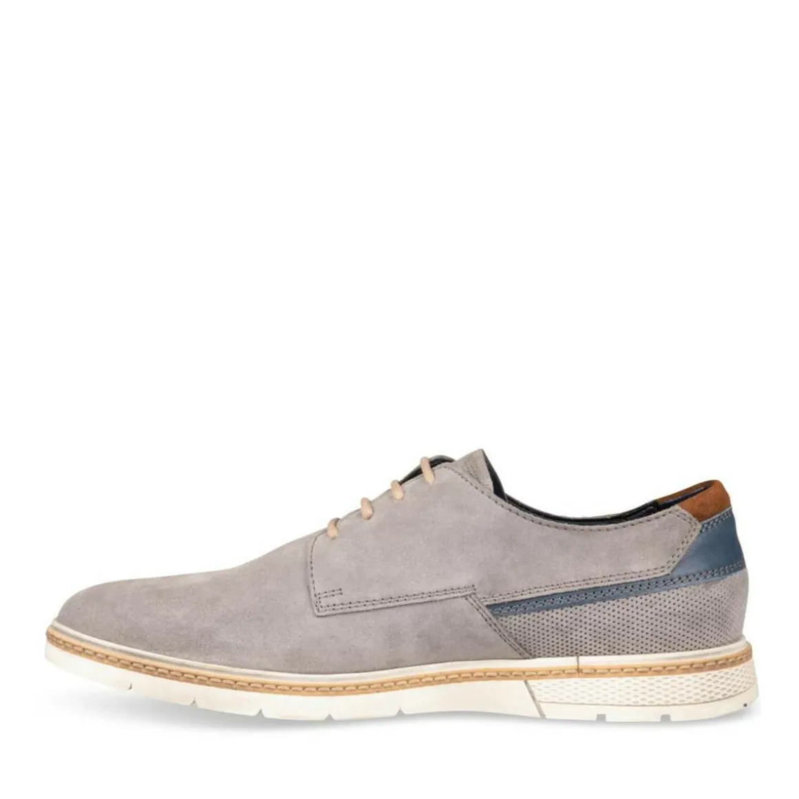 Veterschoenen GRIJS DENIM SIDE LEER