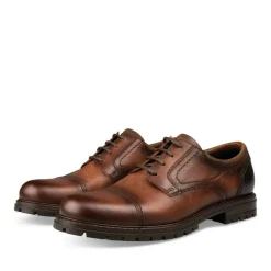 Veterschoenen KASTANJEBRUIN DENIM SIDE LEER